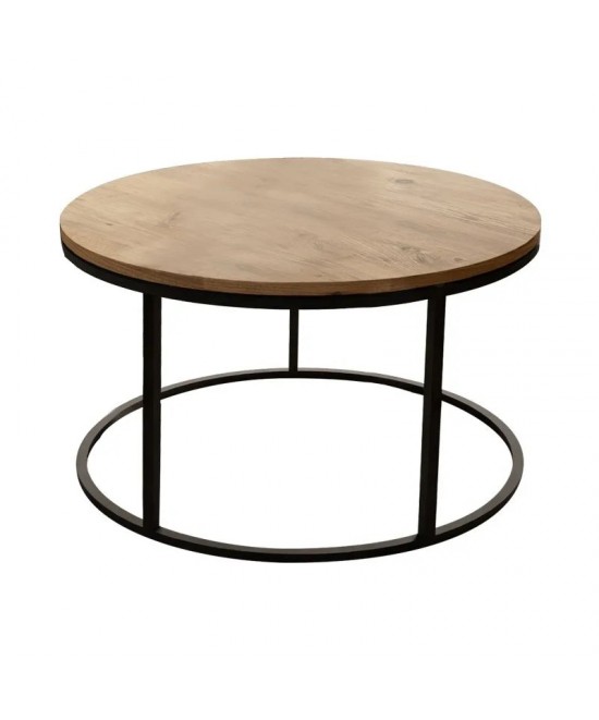 Τραπέζι σαλονιού Sikele pakoworld φυσική απόχρωση με μαύρα μεταλλικά πόδια Φ60x40εκ Τραπέζι σαλονιού Sikele pakoworld φυσική απόχρωση με μαύρα μεταλλικά πόδια Φ60x40εκ