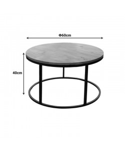 Τραπέζι σαλονιού Sikele pakoworld φυσική απόχρωση με μαύρα μεταλλικά πόδια Φ60x40εκ