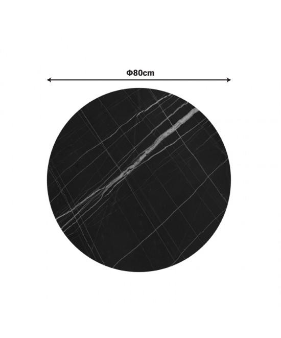 Επιφάνεια τραπεζιού Relian pakoworld HPL μαύρο όψη μαρμάρου Φ80εκ πάχους 12mm