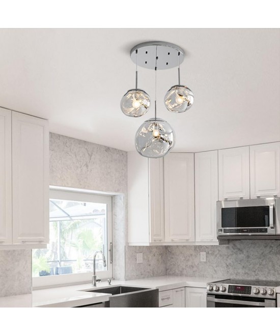 Φωτιστικό οροφής Dolcie pakoworld μέταλλο ασημί Φ20x100εκ