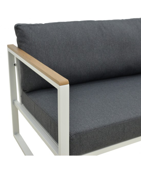 Καναπές τριθέσιος Aurelio pakoworld μεταλλικός σε λευκή -μαξιλάρια σε ανθρακί απόχρωση 192x74x63εκ