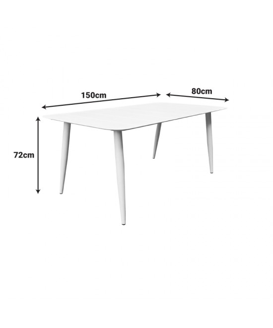 Τραπέζι Vista pakoworld αλουμίνιο σε λευκη απόχρωση 150x80x72εκ