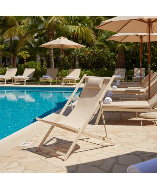 Σεζλόνγκ επαγγελματική Corte pakoworld αλουμίνιο cappuccino-textilene σε καφέ απόχρωση