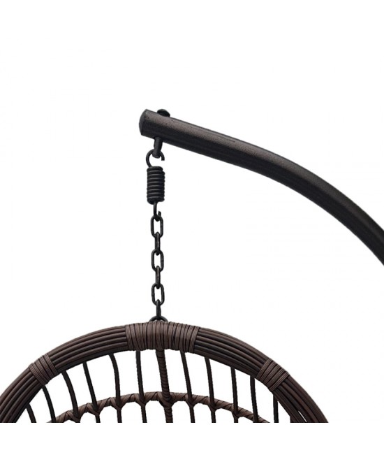 Κούνια φωλιά με βάση Cungo pakoworld μέταλλο καφέ- pe rattan καφέ με μπεζ μαξιλάρι 125x105x195εκ