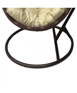 Κούνια φωλιά με βάση Cungo pakoworld μέταλλο καφέ- pe rattan καφέ με μπεζ μαξιλάρι 125x105x195εκ