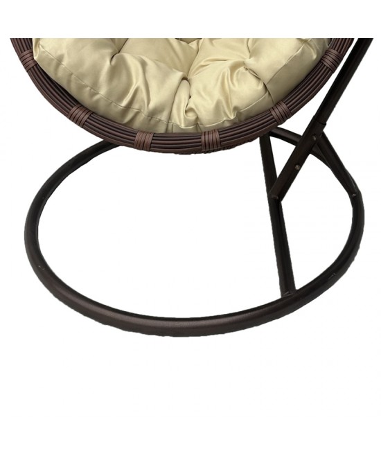 Κούνια φωλιά με βάση Cungo pakoworld μέταλλο καφέ- pe rattan καφέ με μπεζ μαξιλάρι 125x105x195εκ