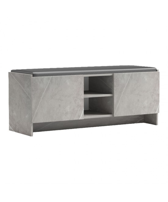 Παπουτσοθήκη-σκαμπό Zulla pakoworld γκρι μπεζ εφε μαρμαρου-μαυρο 110x37x43εκ