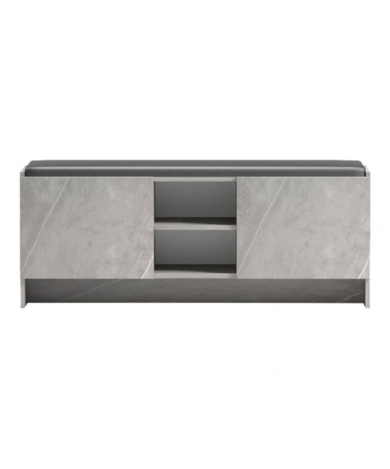 Παπουτσοθήκη-σκαμπό Zulla pakoworld γκρι μπεζ εφε μαρμαρου-μαυρο 110x37x43εκ