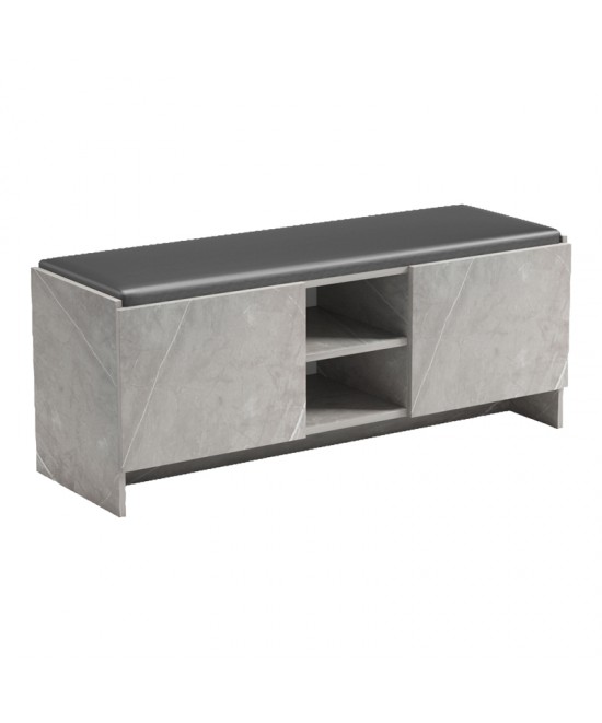 Παπουτσοθήκη-σκαμπό Zulla pakoworld γκρι μπεζ εφε μαρμαρου-μαυρο 110x37x43εκ