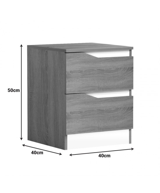 Κομοδίνο Verena pakoworld sonoma-λευκό 40x40x50εκ