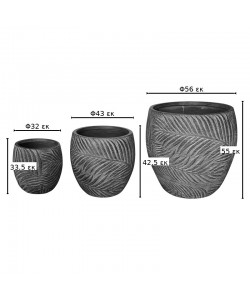 Κασπώ Dortu pakoworld σετ 3τεμ κεραμικό σε ανθρακί απόχρωση