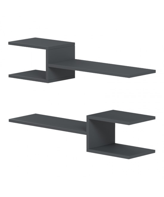 Ραφιέρα τοίχου Galler pakoworld ανθρακί 79x19.5x18εκ