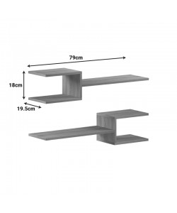 Ραφιέρα τοίχου Galler pakoworld ανθρακί 79x19.5x18εκ