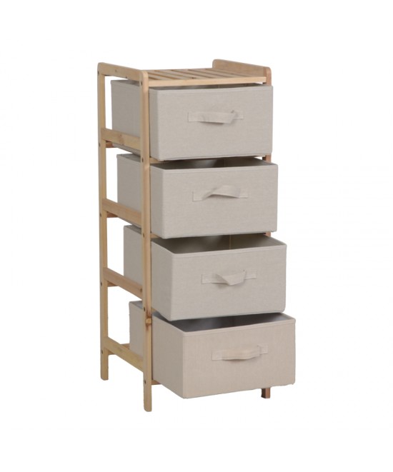 Συρταριέρα Wolen pakoworld ξύλο ελάτου-ύφασμα σε φυσική-μπεζ απόχρωση 34.5x36.5x86εκ