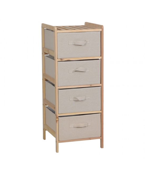 Συρταριέρα Wolen pakoworld ξύλο ελάτου-ύφασμα σε φυσική-μπεζ απόχρωση 34.5x36.5x86εκ