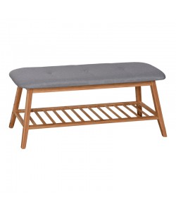 Παπουτσοθήκη-Σκαμπό Zerma pakoworld 4 ζευγών μπαμπού-ύφασμα σε φυσική-γκρι απόχρωση 100x30.5x44εκ