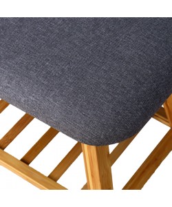 Παπουτσοθήκη-Σκαμπό Zerma pakoworld 4 ζευγών μπαμπού-ύφασμα σε φυσική-γκρι απόχρωση 100x30.5x44εκ