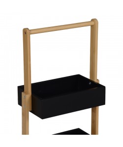 Ραφιέρα δαπέδου Arvy pakoworld μπαμπού σε μαύρη-φυσική απόχρωση 32x20x75.5εκ