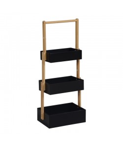 Ραφιέρα δαπέδου Arvy pakoworld μπαμπού σε μαύρη-φυσική απόχρωση 32x20x75.5εκ