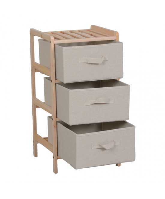 Συρταριέρα Wolen pakoworld ξύλο ελάτου-ύφασμα σε φυσική-μπεζ απόχρωση 34.5x36.5x67εκ