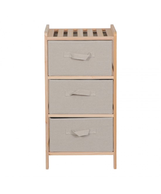 Συρταριέρα Wolen pakoworld ξύλο ελάτου-ύφασμα σε φυσική-μπεζ απόχρωση 34.5x36.5x67εκ