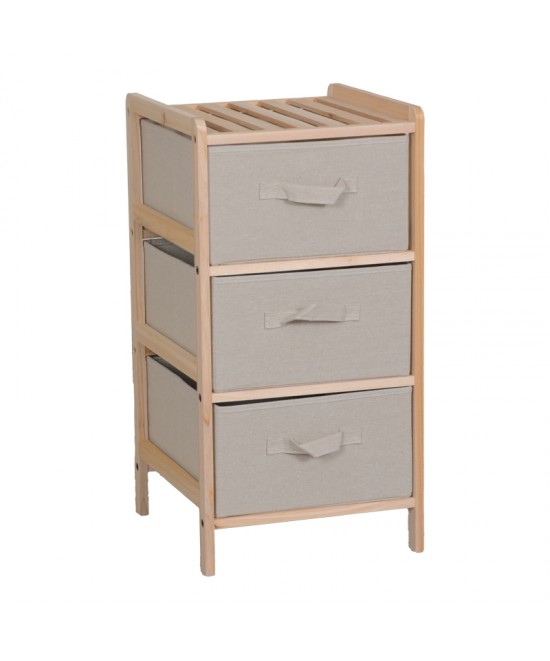 Συρταριέρα Wolen pakoworld ξύλο ελάτου-ύφασμα σε φυσική-μπεζ απόχρωση 34.5x36.5x67εκ