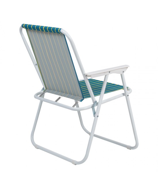 Καρεκλάκι παραλίας-camping Jette pakoworld πράσινο με κίτρινο ύφασμα-λευκό μέταλλο 53x56x73εκ