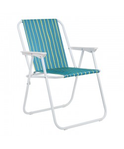 Καρεκλάκι παραλίας-camping Jette pakoworld πράσινο με κίτρινο ύφασμα-λευκό μέταλλο 53x56x73εκ