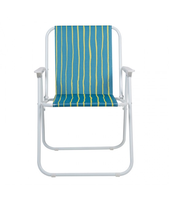 Καρεκλάκι παραλίας-camping Jette pakoworld πράσινο με κίτρινο ύφασμα-λευκό μέταλλο 53x56x73εκ