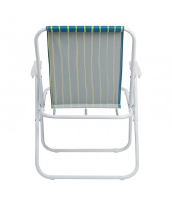 Καρεκλάκι παραλίας-camping Jette pakoworld πράσινο με κίτρινο ύφασμα-λευκό μέταλλο 53x56x73εκ