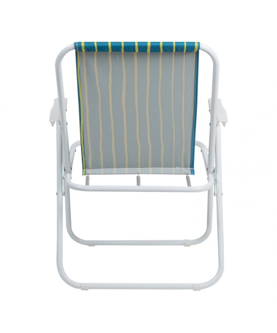 Καρεκλάκι παραλίας-camping Jette pakoworld πράσινο με κίτρινο ύφασμα-λευκό μέταλλο 53x56x73εκ
