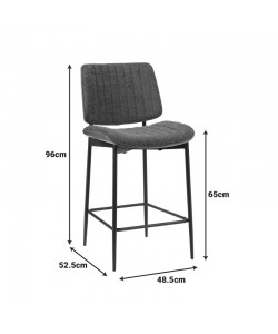 Σκαμπό-μπαρ Kathy pakoworld γκρι ύφασμα-καρυδί μεταλλικό πόδι 48.5x52.5x96εκ