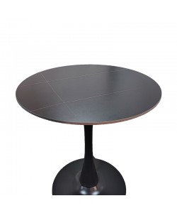 Τραπέζι Balou I pakoworld sintered stone-mdf σε μαύρο μαρμάρου Φ70x74εκ