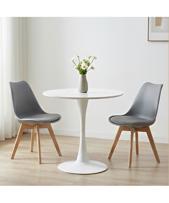 Τραπέζι Balou I pakoworld sintered stone-mdf σε λευκό μαρμάρου Φ70x74εκ