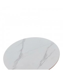 Τραπέζι Balou I pakoworld sintered stone-mdf σε λευκό μαρμάρου Φ70x74εκ