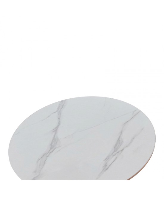 Τραπέζι Balou I pakoworld sintered stone-mdf σε λευκό μαρμάρου Φ70x74εκ