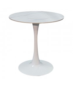 Τραπέζι Balou I pakoworld sintered stone-mdf σε λευκό μαρμάρου Φ70x74εκ