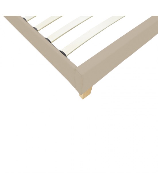 Κρεβάτι Nevil pakoworld ύφασμα εκρού με ξύλινο πόδι σε φυσική απόχρωση 100x200εκ