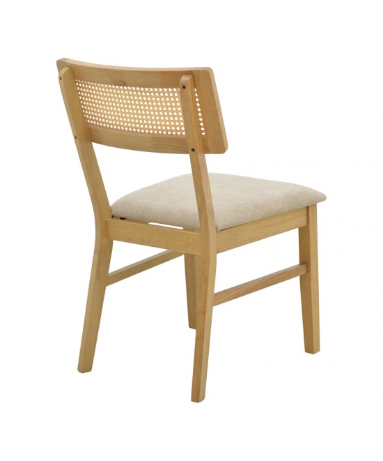 Καρέκλα Raffles pakoworld rubberwood με pe rattan και γκρι μπεζ ύφασμα 47x48x83.5εκ Καρέκλα Raffles pakoworld rubberwood με pe rattan και γκρι μπεζ ύφασμα 47x48x83.5εκ