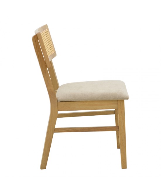 Καρέκλα Raffles pakoworld rubberwood με pe rattan και γκρι μπεζ ύφασμα 47x48x83.5εκ Καρέκλα Raffles pakoworld rubberwood με pe rattan και γκρι μπεζ ύφασμα 47x48x83.5εκ