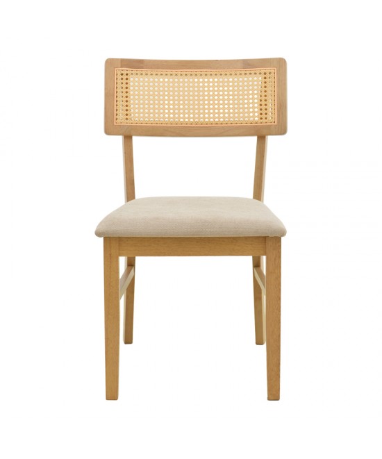 Καρέκλα Raffles pakoworld rubberwood με pe rattan και γκρι μπεζ ύφασμα 47x48x83.5εκ Καρέκλα Raffles pakoworld rubberwood με pe rattan και γκρι μπεζ ύφασμα 47x48x83.5εκ