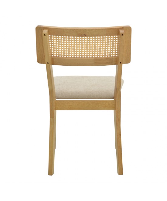 Καρέκλα Raffles pakoworld rubberwood με pe rattan και γκρι μπεζ ύφασμα 47x48x83.5εκ Καρέκλα Raffles pakoworld rubberwood με pe rattan και γκρι μπεζ ύφασμα 47x48x83.5εκ