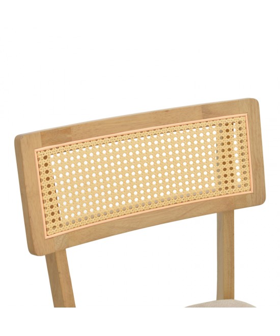 Καρέκλα Raffles pakoworld rubberwood με pe rattan και γκρι μπεζ ύφασμα 47x48x83.5εκ Καρέκλα Raffles pakoworld rubberwood με pe rattan και γκρι μπεζ ύφασμα 47x48x83.5εκ