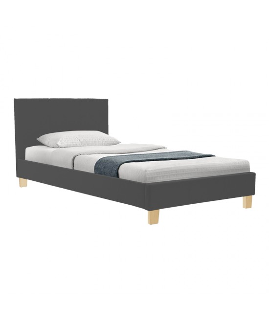 Κρεβάτι Nevil pakoworld ύφασμα ανθρακί με ξύλινο πόδι σε φυσική απόχρωση 100x200εκ Κρεβάτι Nevil pakoworld ύφασμα ανθρακί με ξύλινο πόδι σε φυσική απόχρωση 100x200εκ