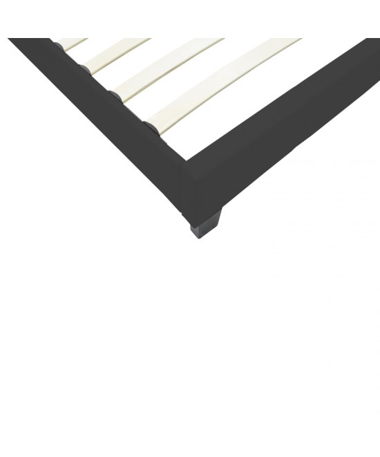 Κρεβάτι Nevil pakoworld ύφασμα ανθρακί με ξύλινο μαύρο πόδι 90x190εκ