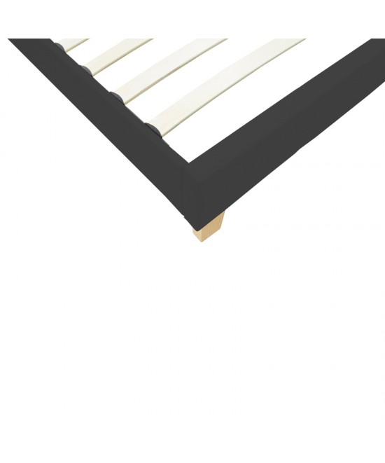 Κρεβάτι Nevil pakoworld ύφασμα ανθρακί με ξύλινο πόδι σε φυσική απόχρωση 90x190εκ