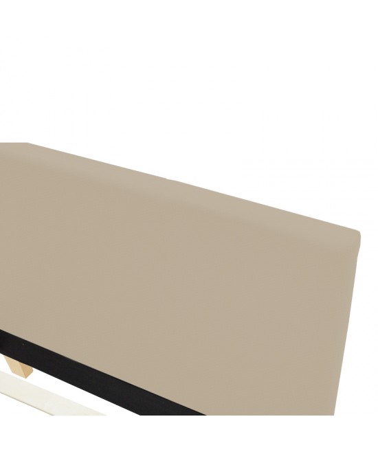 Κρεβάτι Nevil pakoworld ύφασμα εκρού με ξύλινο πόδι σε φυσική απόχρωση 90x190εκ