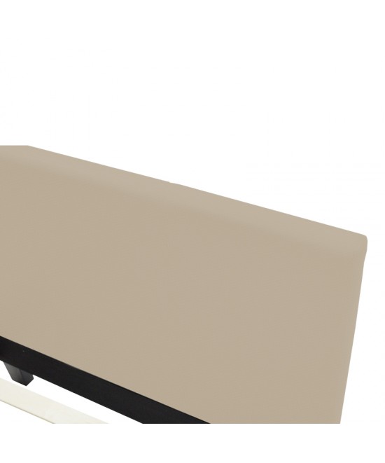 Κρεβάτι Nevil pakoworld ύφασμα εκρού με ξύλινο μαύρο πόδι 90x190εκ