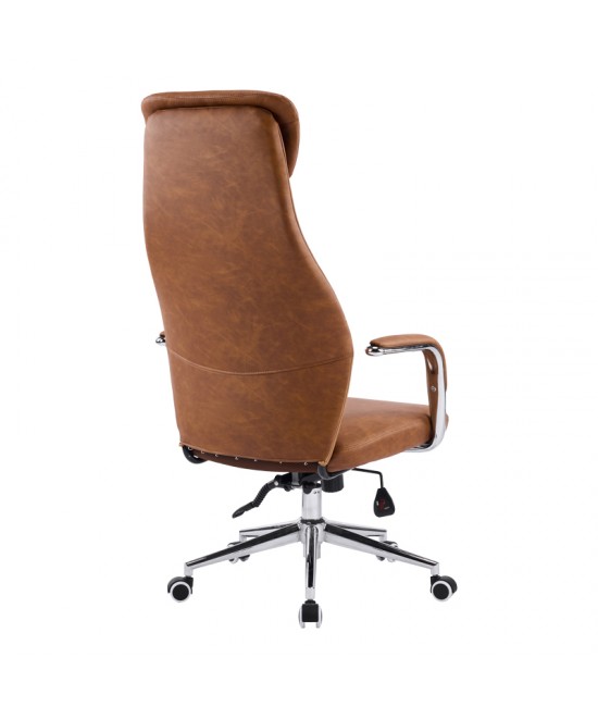 Καρέκλα γραφείου διευθυντή Ferka pakoworld καφέ pu 64x71x120-128εκ