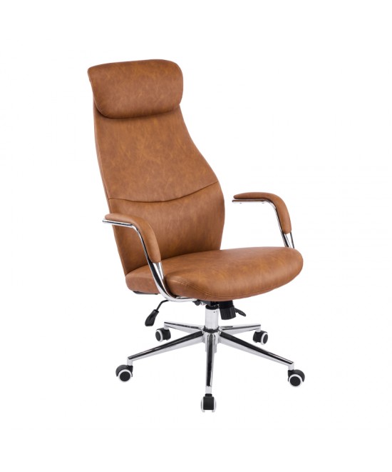 Καρέκλα γραφείου διευθυντή Ferka pakoworld καφέ pu 64x71x120-128εκ